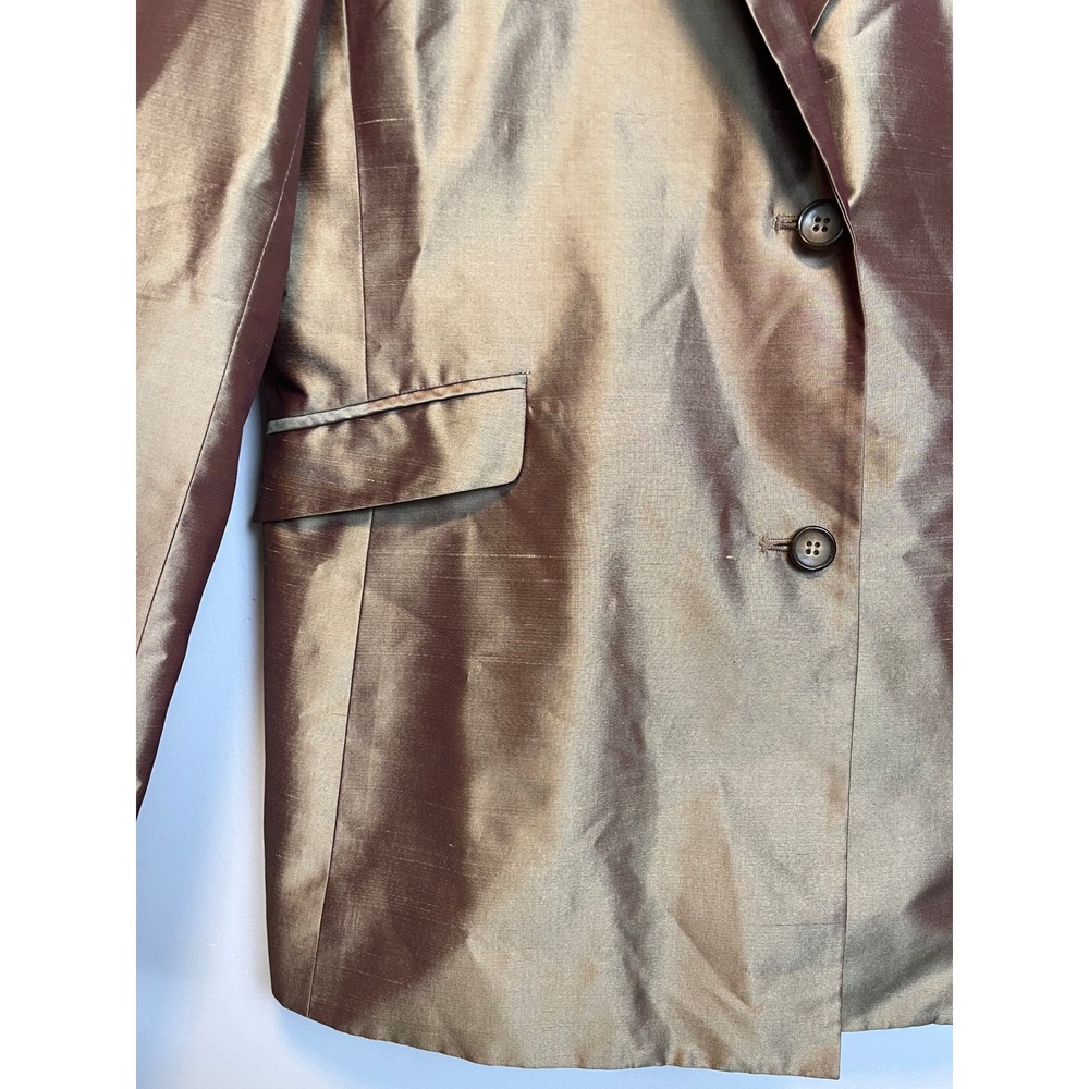 Alfani Womens 100% Silk‎ Blazer Jacket Bronze Gold Iridescent Size 12 WPL 8046 - Picture 4 of 11